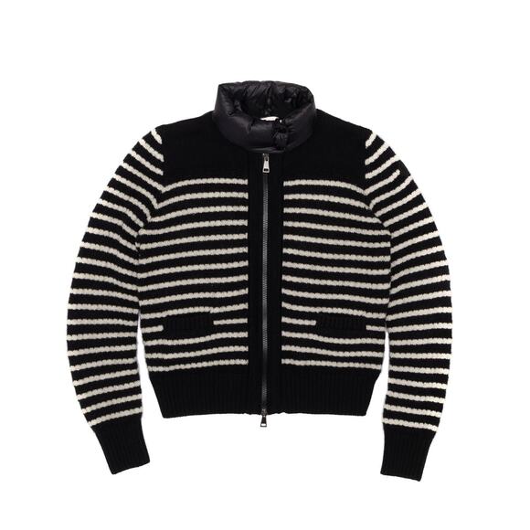 1.6k$ MONCLER Striped Cardigan Tricot Wool Down Jacket Size : XS - Picture 3 of 16